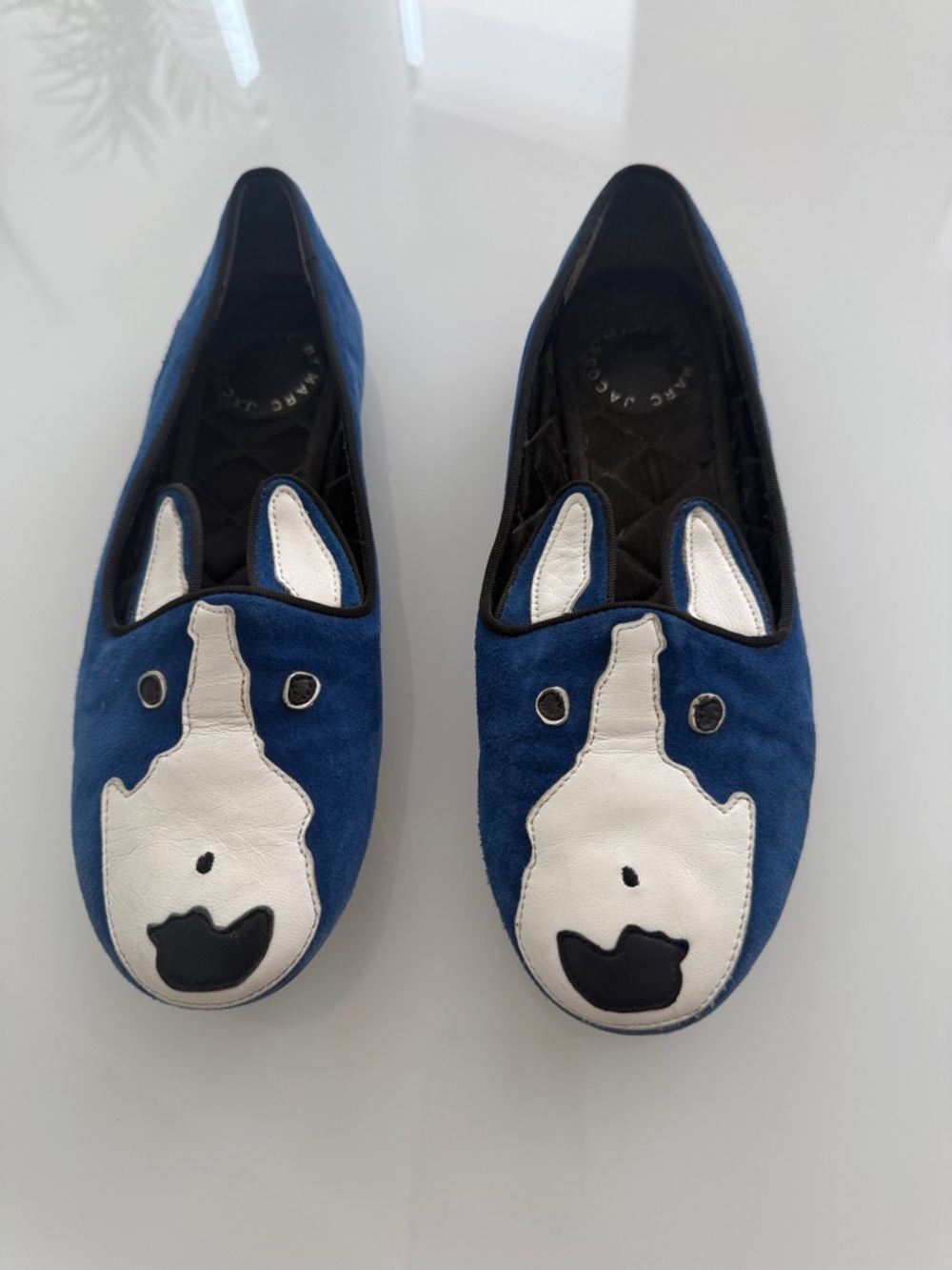 Marc Jacobs Navy Blue Animal Face Slip-Ons